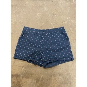 Magellan Outdoors Aztec Design Chino Flat Front Navy Women's Shorts Sz 14